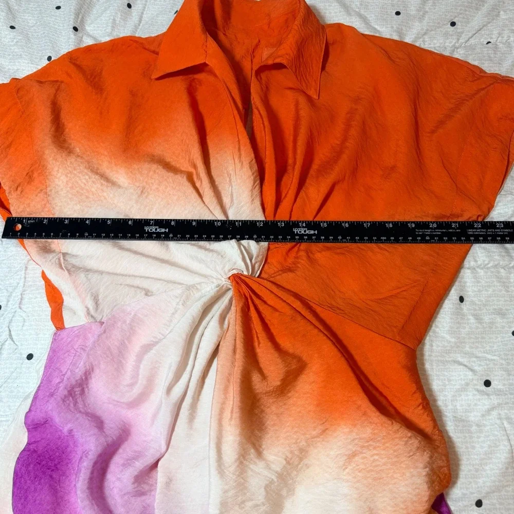 Anthropologie Orange Cream Purple Ombre Midi Dress - Picture 4 of 12
